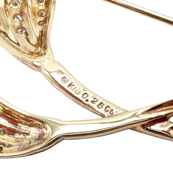 Rare! Vintage Mikimoto 18k Yellow Gold Diamond Large Double Flower Brooch - Picture 4 of 10